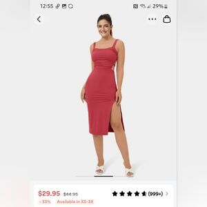 NWT Halara Ruched Backless Criss-cross Midi dress in Winterberry